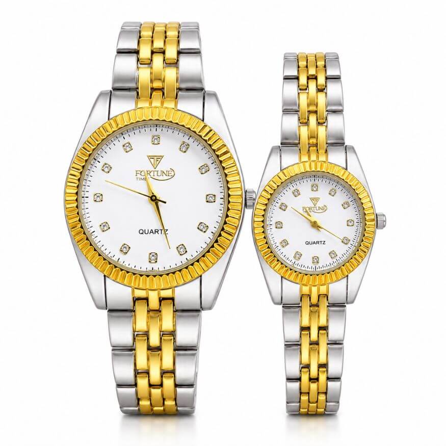 Fortune Silver & Gold Couple Watch 